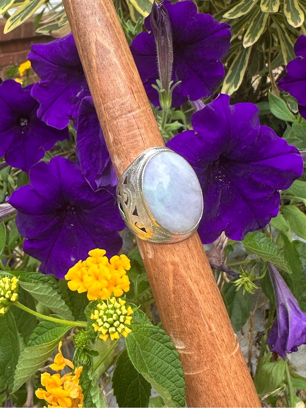 💜 Lavender & Green 💚Jadeite Jade 925 Sterling Silver Ring Grade A Vintage